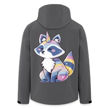 Niedliches Waschbär-Einhorn, pastellfarbenes Regenbogen-Tierdesign - Recycelte Männer Softshell-Jacke von Stanley/Stella - Schwarz - Hinten - AI Model Male 185 light (185cm)