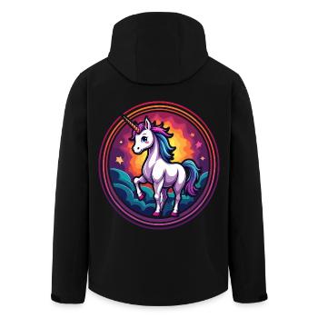 Unicorn with Sunset Sky – Fantasy Magic Animal Art - Men’s Recycled Softshell Jacket by Stanley/Stella - black - Back - AI Model Male 185 light (185cm)