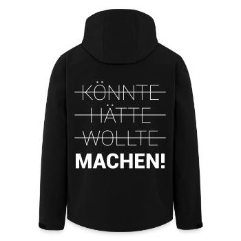 Könnte Hätte Wollte Machen - Recycelte Männer Softshell-Jacke von Stanley/Stella - Schwarz - Hinten - AI Model Male 185 light (185cm)
