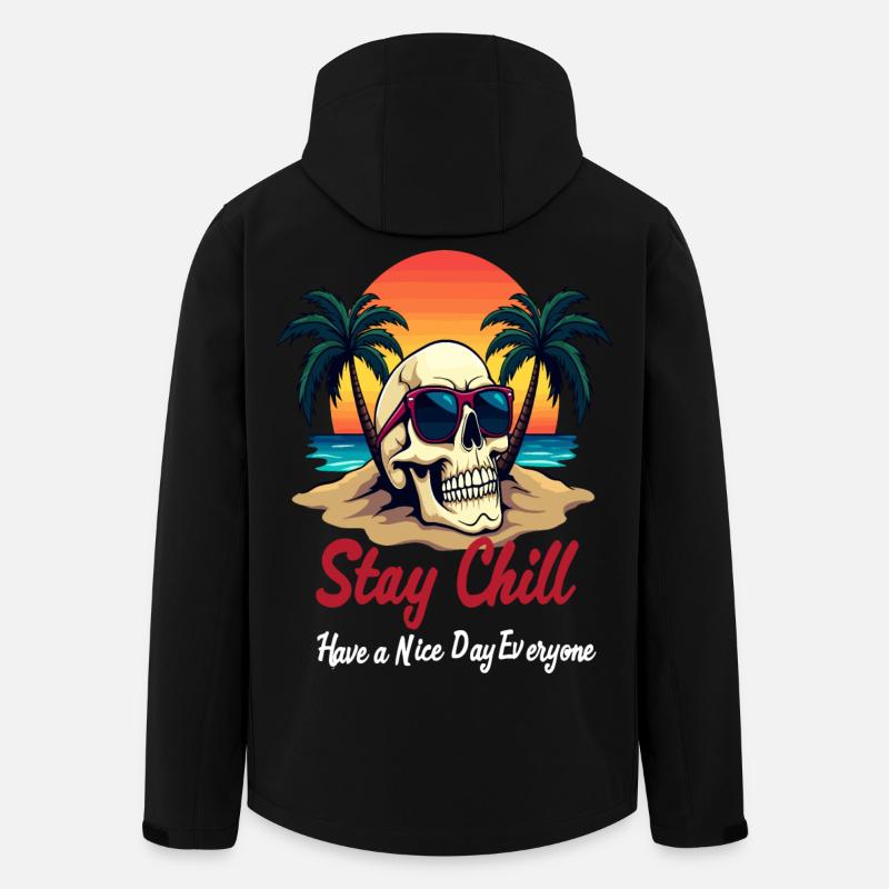 Stay Chill, Skull with Sunglasses Beach Design - Men’s Recycled Softshell Jacket by Stanley/Stella - black