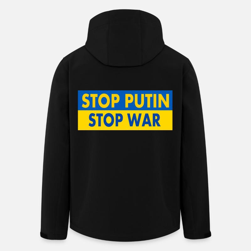 Stop war - Veste softshell homme en polyester recyclé Stanley/Stella - noir