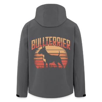 Bullterrier Retro Sonnenuntergang - Recycelte Männer Softshell-Jacke von Stanley/Stella - Schwarz - Hinten - AI Model Male 185 light (185cm)