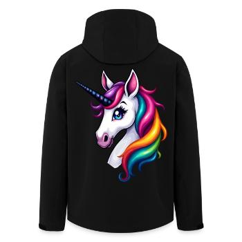 Rainbow Hair Unicorn Head – Colorful Fantasy - Men’s Recycled Softshell Jacket by Stanley/Stella - black - Back - AI Model Male 185 light (185cm)