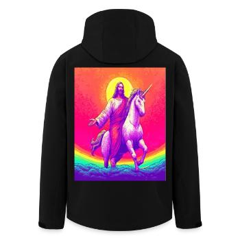Jesus reitet Einhorn – Regenbogen Fantasy Kunstdesign - Recycelte Männer Softshell-Jacke von Stanley/Stella - Schwarz - Hinten - AI Model Male 185 light (185cm)