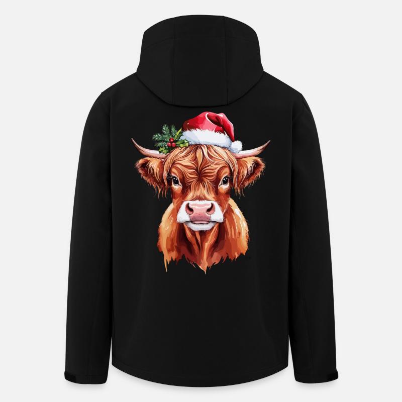Christmas Cow, Highland, Highland Cattle - Men’s Recycled Softshell Jacket by Stanley/Stella - black