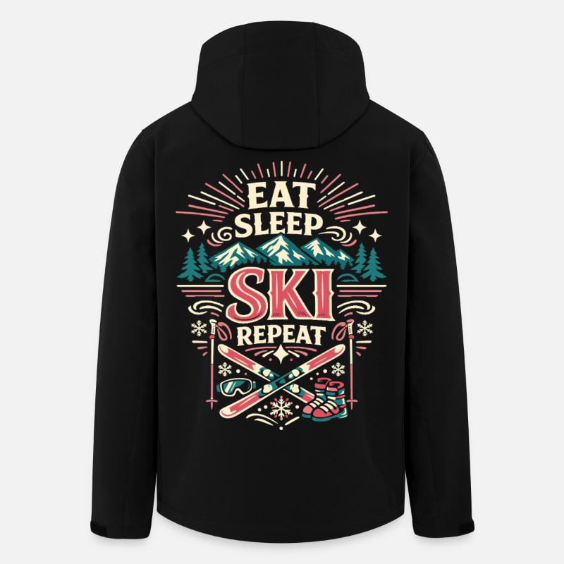 Ski Repeat Skier Lifestyle Gift - Men’s Recycled Softshell Jacket by Stanley/Stella - black