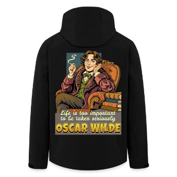 Oscar Wilde Life - Men’s Recycled Softshell Jacket by Stanley/Stella - black - Back - AI Model Male 185 light (185cm)