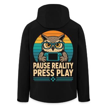 Break Reality Press Play Gamer Owl - Veste softshell homme en polyester recyclé Stanley/Stella - noir - Dos - AI Model Male 185 light (185cm)