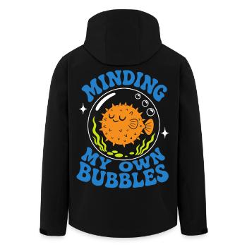 Minding My Own Bubbles Puffer Fish - Men’s Recycled Softshell Jacket by Stanley/Stella - black - Back - AI Model Male 185 light (185cm)