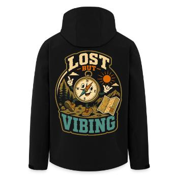 Lost But Vibing Wander Humor - Men’s Recycled Softshell Jacket by Stanley/Stella - black - Back - AI Model Male 185 light (185cm)