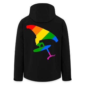 LGBTQ Pride Wingsurfing Design Gift - Men’s Recycled Softshell Jacket by Stanley/Stella - black - Back - AI Model Male 185 light (185cm)