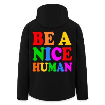 Be a nice human - Men’s Recycled Softshell Jacket by Stanley/Stella - black - Back - AI Model Male 185 light (185cm)