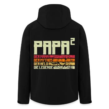 Papa Vater von 2 zwei Zweiten Kindern Zwillinge - Recycelte Männer Softshell-Jacke von Stanley/Stella - Schwarz - Hinten - AI Model Male 185 light (185cm)