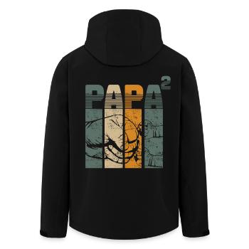 Papa Vater von 2 zwei Zweiten Kindern Zwillinge - Recycelte Männer Softshell-Jacke von Stanley/Stella - Schwarz - Hinten - AI Model Male 185 light (185cm)