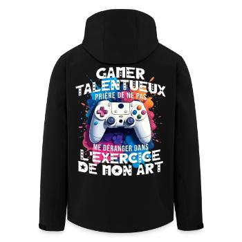 Gamer talentueux ado accro aux jeux vidéo console - Veste softshell homme en polyester recyclé Stanley/Stella - noir - Dos - AI Model Male 185 light (185cm)