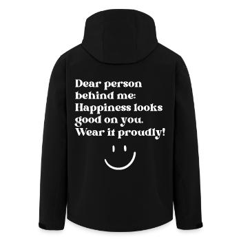 Motivierende und inspirierende Zitate - Happiness - Recycelte Männer Softshell-Jacke von Stanley/Stella - Schwarz - Hinten - AI Model Male 185 light (185cm)