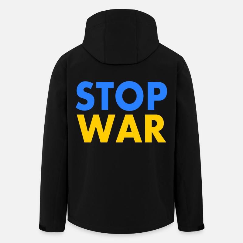 Stop war - Veste softshell homme en polyester recyclé Stanley/Stella - noir