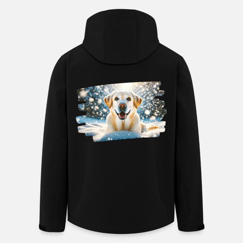 Happy Labrador in Winter Snow - Men’s Recycled Softshell Jacket by Stanley/Stella - black