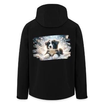 Winter dream with border colly puppy in snow - Men’s Recycled Softshell Jacket by Stanley/Stella - black - Back - AI Model Male 185 light (185cm)