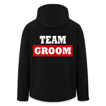 Team groom - Men’s Recycled Softshell Jacket by Stanley/Stella - black - Back - AI Model Male 185 light (185cm)