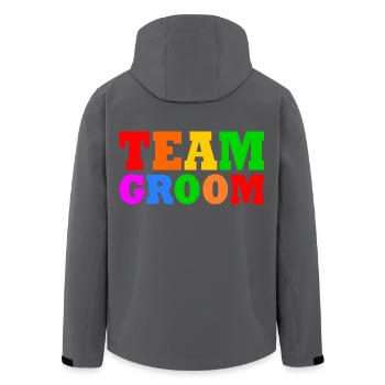 Team groom - Men’s Recycled Softshell Jacket by Stanley/Stella - black - Back - AI Model Male 185 light (185cm)