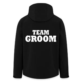 Team groom - Men’s Recycled Softshell Jacket by Stanley/Stella - black - Back - AI Model Male 185 light (185cm)