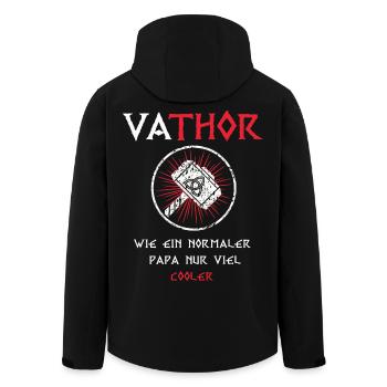 Fathor Vathor Vater Thor Hammer Vatertag Geschenk - Recycelte Männer Softshell-Jacke von Stanley/Stella - Schwarz - Hinten - AI Model Male 185 light (185cm)