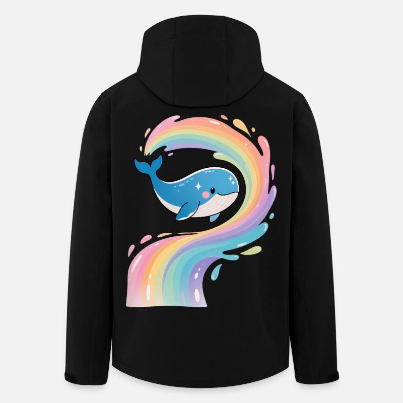 🐳 Rainbow Whale - Magical - Men’s Recycled Softshell Jacket by Stanley/Stella - black