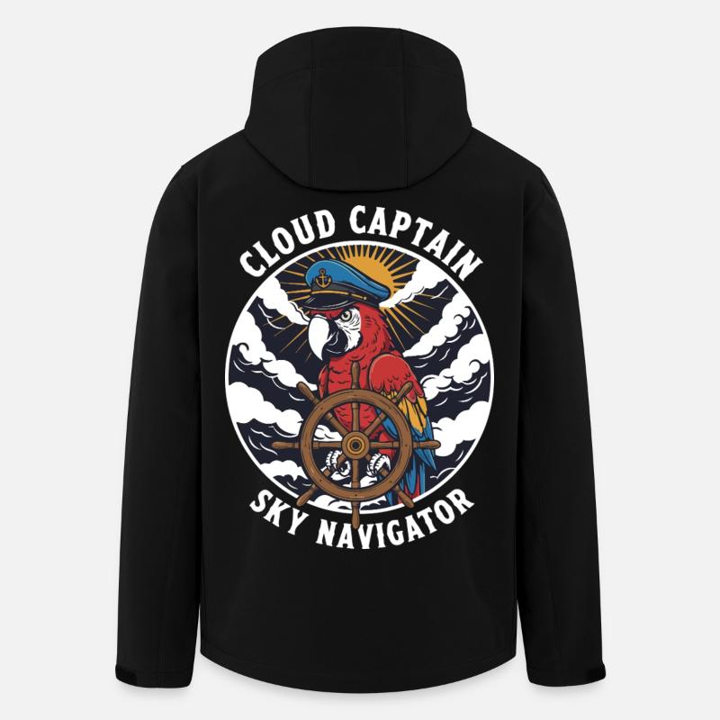 Perroquet Capitaine Cloud Sky Navigator - Veste softshell homme en polyester recyclé Stanley/Stella - noir
