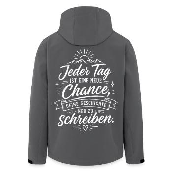 Jeder Tag: Neue Chance Schriftzug - Recycelte Männer Softshell-Jacke von Stanley/Stella - Schwarz - Hinten - AI Model Male 185 light (185cm)