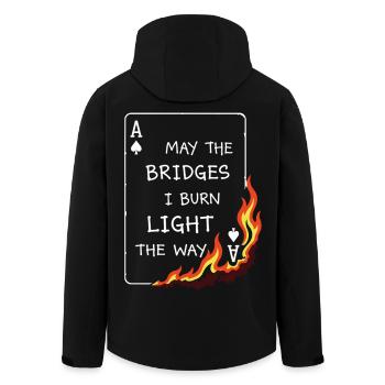 Que les ponts je brûle – Carte de poker brûlante - Veste softshell homme en polyester recyclé Stanley/Stella - noir - Dos - AI Model Male 185 light (185cm)