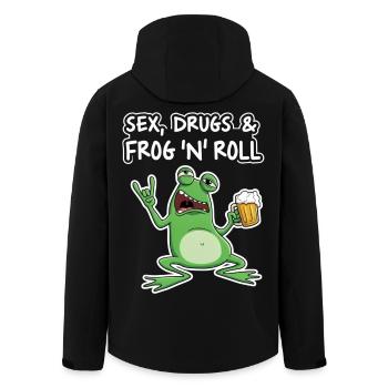Sex Drugs and Frog N' Roll - Men’s Recycled Softshell Jacket by Stanley/Stella - black - Back - AI Model Male 185 light (185cm)