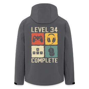 34. Geburtstag Level 34 Complete Gamer 34 Jahre - Recycelte Männer Softshell-Jacke von Stanley/Stella - Anthrazit - Hinten - AI Model Male 185 light (185cm)