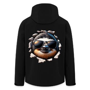 Funny cute sloth with sunglasses wall - Men’s Recycled Softshell Jacket by Stanley/Stella - black - Back - AI Model Male 185 light (185cm)