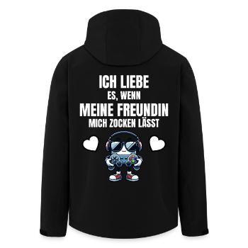 Lustiges Gaming Design Freundin mich zocken lässt - Recycelte Männer Softshell-Jacke von Stanley/Stella - Schwarz - Hinten - AI Model Male 185 light (185cm)