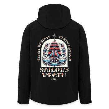 Sailboat Sailing Ship Tattoo Vintage Adventure - Men’s Recycled Softshell Jacket by Stanley/Stella - black - Back - AI Model Male 185 light (185cm)