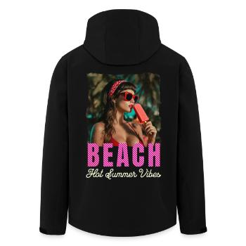 Beach Retro Look Summer Rockabilly Pin-up Girl - Men’s Recycled Softshell Jacket by Stanley/Stella - black - Back - AI Model Male 185 light (185cm)