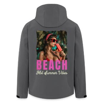 Plage Rétro Look Été Rockabilly Pin-up Fille - Veste softshell homme en polyester recyclé Stanley/Stella - charbon - Dos - AI Model Male 185 light (185cm)