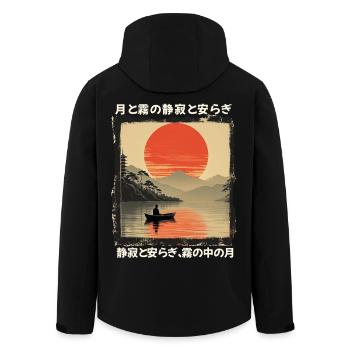 Japan See Boot Stille und Frieden im Mondschein - Recycelte Männer Softshell-Jacke von Stanley/Stella - Schwarz - Hinten - AI Model Male 185 light (185cm)