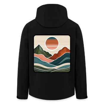 Abstrakte Berglandschaft Berge Natur Landschaft - Recycelte Männer Softshell-Jacke von Stanley/Stella - Schwarz - Hinten - AI Model Male 185 light (185cm)