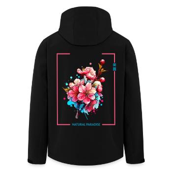 Japan Kirschblüte Minimalistisch Aquarell - Recycelte Männer Softshell-Jacke von Stanley/Stella - Schwarz - Hinten - AI Model Male 185 light (185cm)