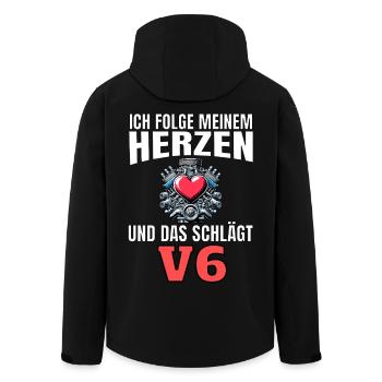 Lustiger Spruch Ich folge meinem Herzen V6 - Recycelte Männer Softshell-Jacke von Stanley/Stella - Schwarz - Hinten - AI Model Male 185 light (185cm)