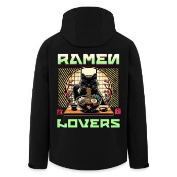 Japanische Ramen Katze Streetwear - Recycelte Männer Softshell-Jacke von Stanley/Stella - Schwarz - Hinten - AI Model Male 185 light (185cm)