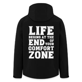 Komfortzone Statement Motivation Leben - Recycelte Männer Softshell-Jacke von Stanley/Stella - Schwarz - Hinten - AI Model Male 185 light (185cm)