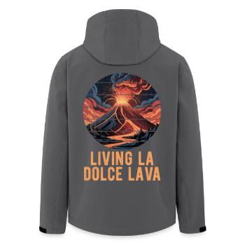 volcano eruption lava crater geology geologist - Men’s Recycled Softshell Jacket by Stanley/Stella - black - Back - AI Model Male 185 light (185cm)
