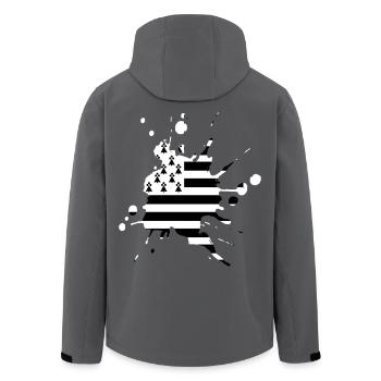 Tache drapeau Bretagne 2 - Veste softshell homme en polyester recyclé Stanley/Stella - charbon - Dos - AI Model Male 185 light (185cm)