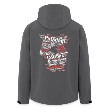 State of Brandenburg: Cities in outline - Men’s Recycled Softshell Jacket by Stanley/Stella - anthracite - Back - AI Model Male 185 light (185cm)