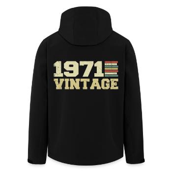 1971 Birthday Gift 1971 Vintage 1971 Gift - Men’s Recycled Softshell Jacket by Stanley/Stella - black - Back - AI Model Male 185 light (185cm)