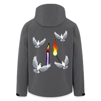 Bougie Colombes de deuil de la paix Colombes en deuil Dieu de la mort - Veste softshell homme en polyester recyclé Stanley/Stella - charbon - Dos - AI Model Male 185 light (185cm)