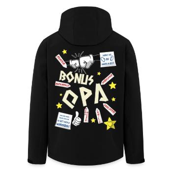 Bonus opa - Recycelte Männer Softshell-Jacke von Stanley/Stella - Schwarz - Hinten - AI Model Male 185 light (185cm)